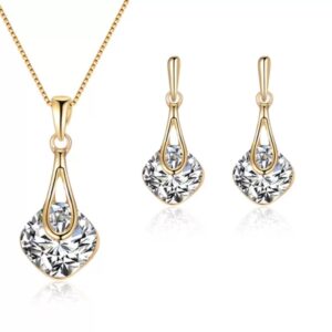 Diamond necklace earrings Set