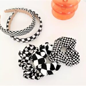 Checkered headband scrunchies